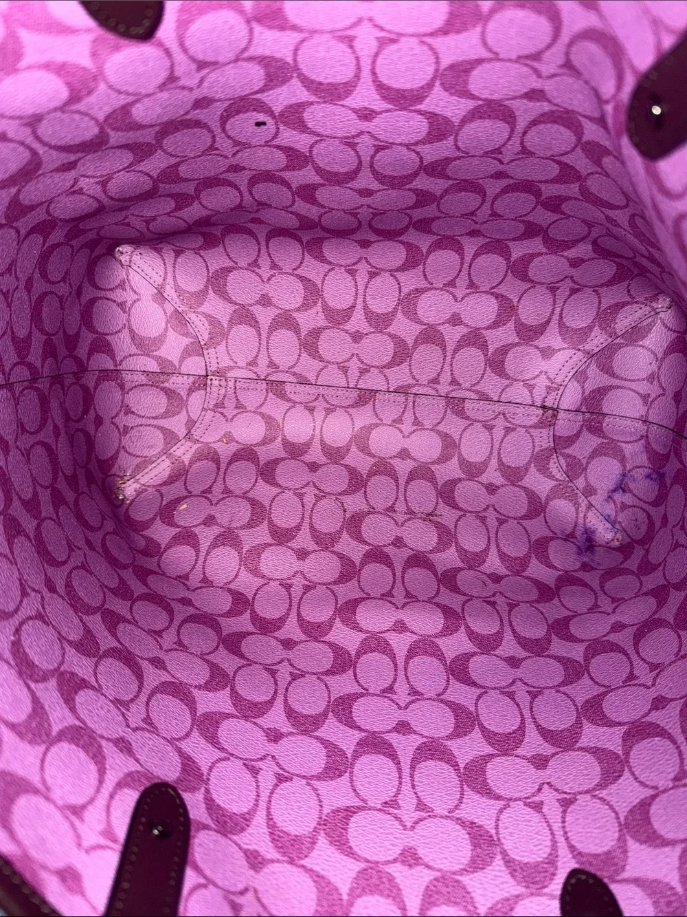 Coach Fuchsia Signature Tote with Dark Brown Straps *REVERSIBLE
